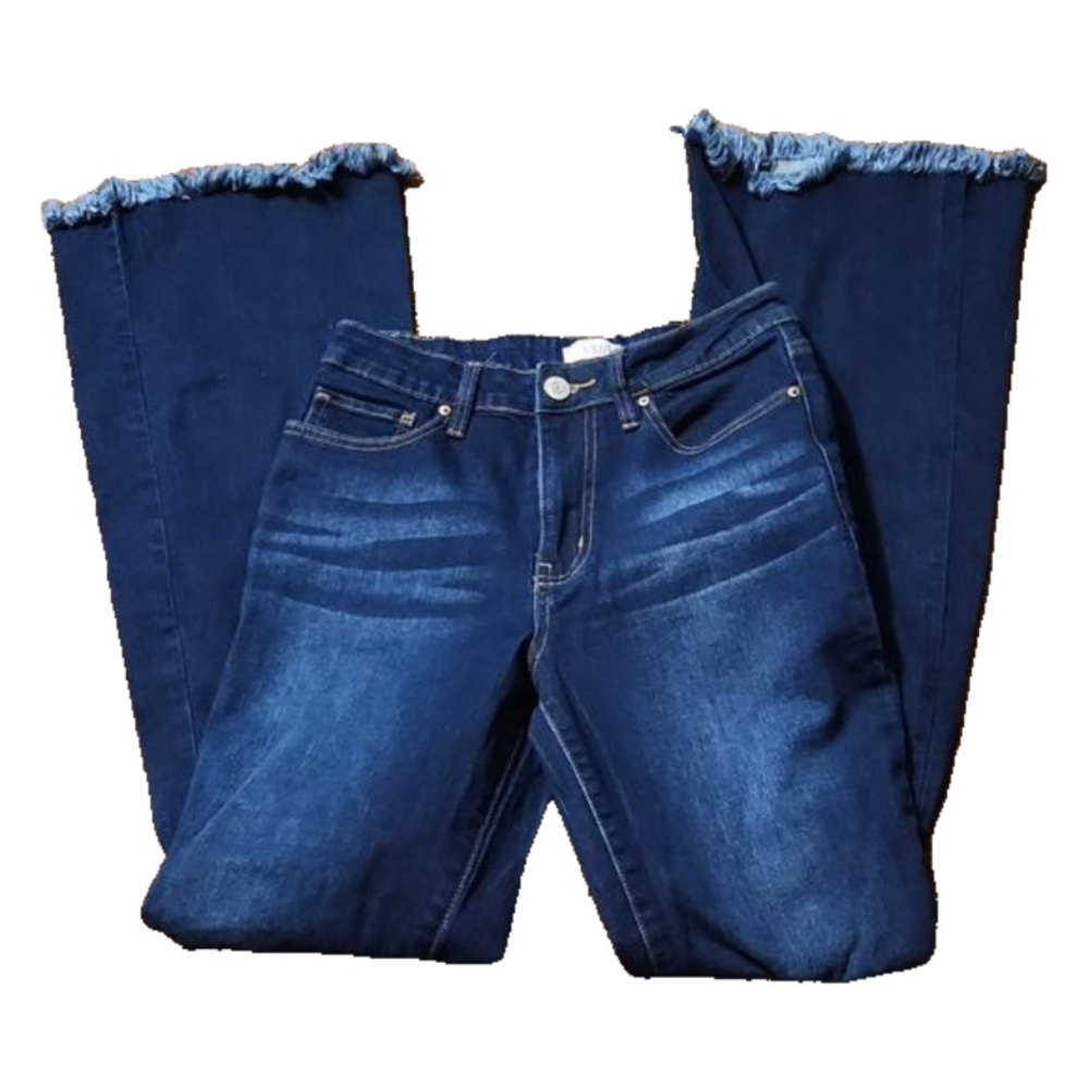 YMI flare high rise distressed jeans size 5/27